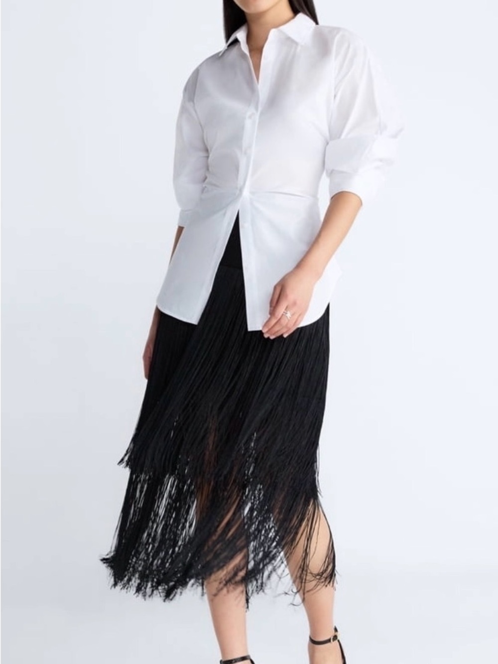 Scoop NYC Devil Wears Prada Black Fringe Midi Skirt 0x *RARE FIND*